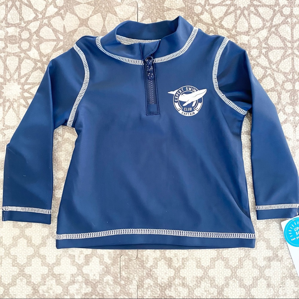 Carter’s 6 mo baby boys navy and white rash guard swim top NWT